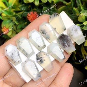 Opale dendrite en forme de cercueil à facettes, calibrée 10 x 16 mm, coupe par étapes, opale dendrite, lot de 10 pierres précieuses en vrac pour la fabrication de bijoux, bijoux faits main