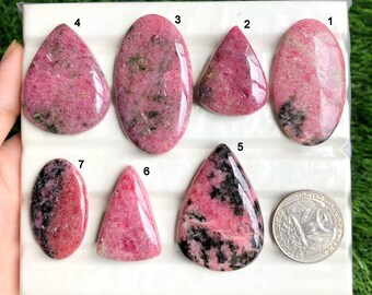 Rhodonite Cabochon, Natural Rhodonite Gemstone for Jewelry and Craft Making, Handmade Cabochon, Birthstone Jewelry LOT-51