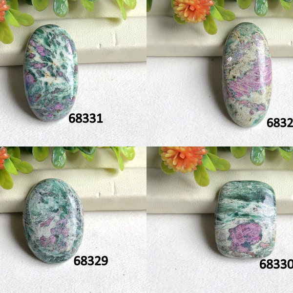 Ruby Fuchsite Cabochon, Loose Gemstone For Making Jewelry, Hand Polished Cabs, Birthstone Jewelry