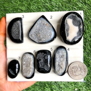 Black Window Druzy Cabochon, Loose Gemstone for Jewelry Making,Boho Style Jewelry Healing Crystal Loose Gemstone LOT-755 image 1