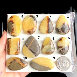 Cabochon giallo settario, pietra preziosa sciolta per gioielli e artigianato, cabochon lucidati a mano, ciondolo avvolto in filo metallico, lotto 225