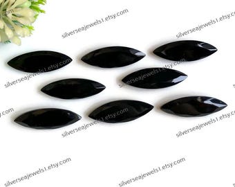 Black Onyx Gemstone, 10x30mm Step Cut Faceted Tie Kite Shape 10Pcs Lot Natural Semi Precious Gemstone For Jewelry Making, Protection Crystal
