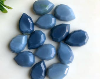 Opale bleue en forme de poire, 10 x 14 mm, opale bleue à facettes, 10 pcs / lot avec dos plat en vrac pour bijoux, Bijoux faits main