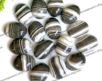 Zebra Jasper Cabochon 10Pcs Lot, 10x14mm Oval Shape Calibrated Semi Precious Gemstone for Jewelry Making, Meditation Crystal