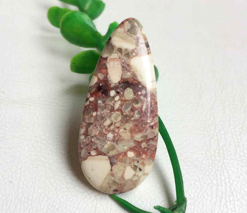Natural Brecciated Jasper Gemstone For Jewellery Gemstone Making 43x20x6 mm 60151 Top Quality Brecciated Jasper Cabochon