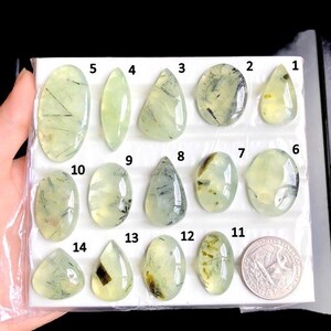 Cabochon di prehnite, pietra preziosa sfusa per la creazione di gioielli e orecchini, cabochon fatto a mano, ciondolo avvolto con filo lotto 222