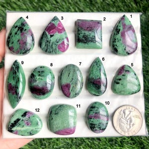Rubin Zoisit Cabochon, Naturlig Rubin Zoisit Ädelsten för Smyckestillverkning, Handpolerade Cabochons, Lös Ädelsten LOT-372