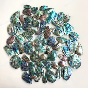 Caocón de concha de abulón natural Lote al por mayor, mezcla de forma y tamaño Piedra preciosa de concha de abulón para joyería Haciendo cabujón de precio más bajo