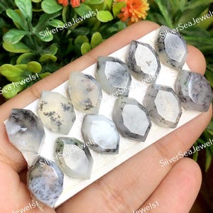 Opale dendritique à facettes 10 x 14 mm, taille calibrée en forme de marquise, 10 pcs/lot opale dendritique pierres précieuses pour la fabrication de bijoux, pierre polie à la main