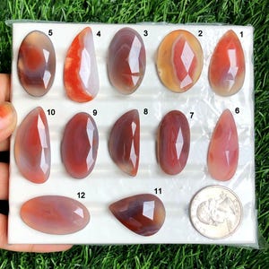 Cabochão facetado de ágata vermelha de Botsuana, pedra preciosa de Botsuana de incrível qualidade para fabricação de joias, cabochão feito à mão, cristal de proteção, lote 219