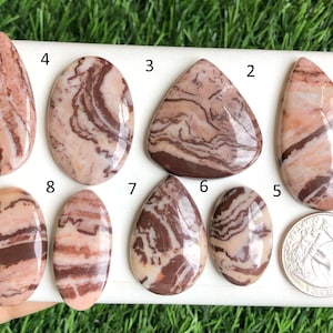 Cabochon en jaspe zébré, pierre précieuse naturelle en jaspe zébré pour la fabrication de bijoux et de bagues, cabochons polis à la main, lot de bijoux avec pierre de naissance -160