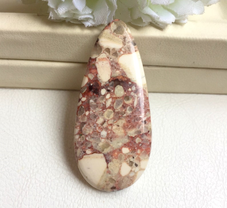 Natural Brecciated Jasper Gemstone For Jewellery Gemstone Making 43x20x6 mm 60151 Top Quality Brecciated Jasper Cabochon