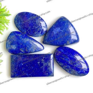 Cabochão de lápis-lazúli, 21 a 30 mm, formato misto, atacado, 5 peças, lote de pedras preciosas soltas para fabricação de joias, cabochão feito à mão, presente para ela 69795