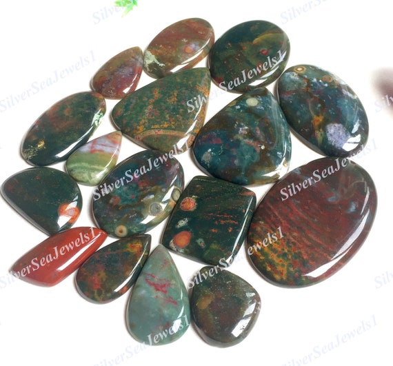 Blood Stone Cabochon Wholesale Lot, Mix Shape and Size Blood Stone