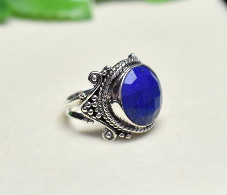 925 Sterliing Silver Ring Briolette Ring Stackable Rings Vintage Ring Christmas Sale Boho Ring Lapis Lazuli Jewelry Lapis Lazuli Ring