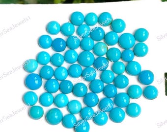Cabochon di turchese blu naturale dell'Arizona, forma rotonda da 4 mm, lotto da 10 pezzi, pietra preziosa liscia e lucidata a mano, turchese dell'Arizona per la creazione di gioielli.