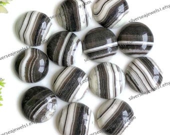 Zebra Calcite Cabochon, 15mm Round Shape Calibrated 10Pcs Lot, Zebra Calcite Gemstone for Jewelry Making, Healing Gemstone