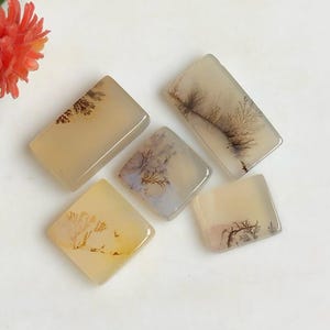 Cabochão de ágata cênica, lote com 5 peças, formato misto, 9 a 14 mm, pedra preciosa para fazer anéis, presente para ela 69870
