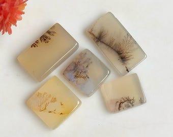 Scenic Agate Wholesale 5Pcs Lot Cabochon, 9 to 14mm Approx Mix Shape Healing Gemstone for Rings Making, Gift For Her 69870