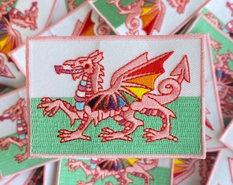 Queer Progress Pride Welsh Dragon Flag Embroidery Iron-on Patches
