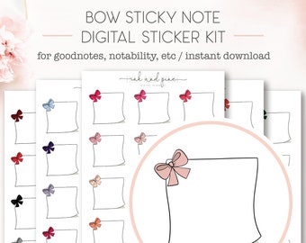 Bow Sticky Note Digital Stickers | Functional Goodnotes Stickers | Ipad Stickers | Digital Planner Stickers | Note Box Stickers