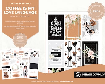 Coffee Is My Love Language Digital Stickers | Fall Goodnotes Stickers | Ipad Stickers | Digital Download | Digital Planner Stickers | Coffee