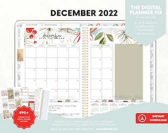 December 2022 Pre-Decorated Digital Planner with Tabs | Goodnotes & Notability Planner | Ipad Planner | Digital Download | Monthly Planner