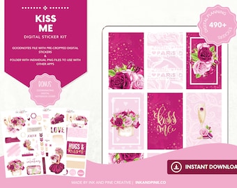Kiss Me Digital Stickers | Spring Goodnotes Stickers | Ipad Stickers | Digital Download | Digital Planner Stickers | Valentines Day