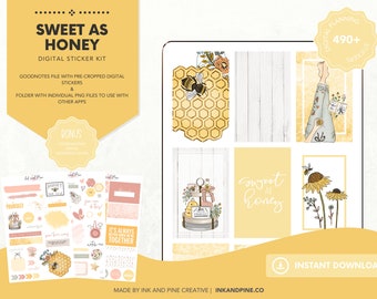 Sweet as Honey Digital Stickers | Honey Bee Goodnotes Stickers | Ipad Stickers | Digital Download | Digital Planner Stickers