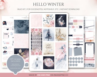 Hello Winter Digital Stickers | Winter Goodnotes Stickers | Bullet Journal Stickers | Digital Planner Stickers