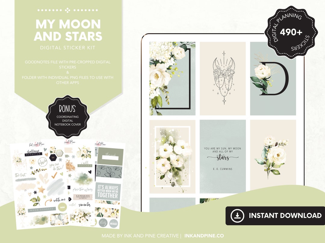 You Are My Moon Digital Stickers Dreamy Goodnotes Stickers iPad ...