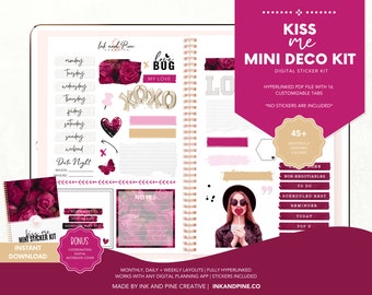 Kiss Me Mini Deco Digital Stickers | Winter Goodnotes Stickers | Ipad Stickers | Digital Download | Digital Planner Stickers | Valentines
