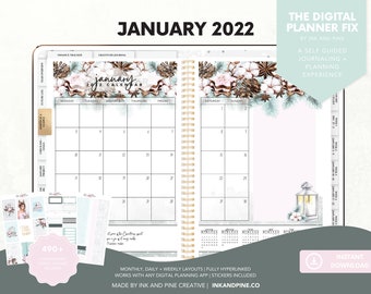 January 2022 Pre-Decorated Digital Planner with Tabs | Goodnotes & Notability Planner | Ipad Planner | Digital Download | Monthly Planner