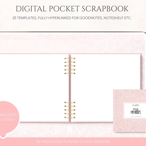 Blush Pocket Journal Digital Scrapbook with Tabs | Goodnotes Scrapbook | Ipad Scrapbook | Digital Download | Digital Memory Journal