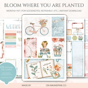 Bloom Where You Are Planted Monthly Digital Stickers | Galaxy Goodnotes Stickers | Ipad Stickers | Digital Download