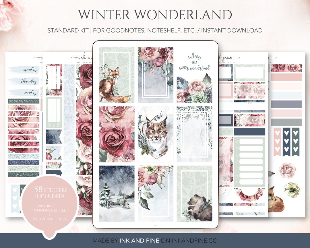 Winter Wonderland Digital Stickers Snowy Goodnotes Stickers - Etsy