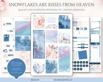 Snowflakes are Kisses Bujo Digital Stickers | Snowy Christmas Goodnotes Stickers | Bullet Journal Stickers | Digital Planner Stickers