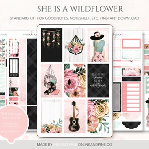 She is a Wildflower Digital Stickers | Spring Goodnotes Stickers | Ipad Stickers | Digital Download | Digital Planner Stickers