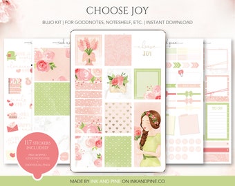 Choose Joy Digital Stickers | Spring Goodnotes Stickers | Bullet Journal Stickers | Digital Planner Stickers