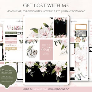 Get Lost With Me Monthly Digital Stickers | Wild Animal Goodnotes Stickers | Ipad Stickers | Digital Download