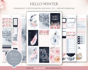 Hello Winter Digital Stickers | Snowy Goodnotes Stickers | Ipad Stickers | Digital Download | Digital Planner Stickers