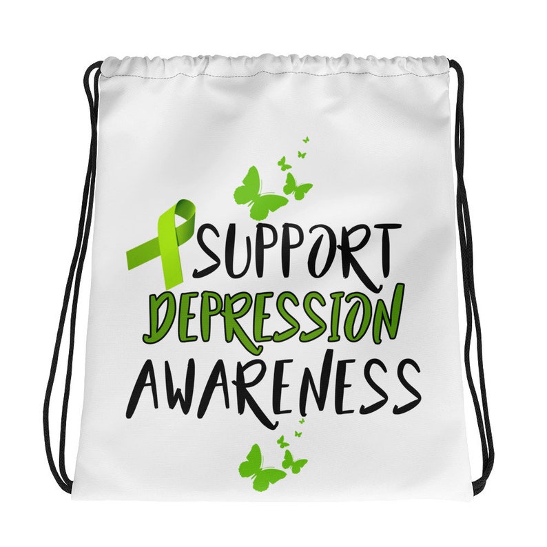 Support Depression Awareness Tote Bag Suicide Bag Mental Illness Mental HealthAwareness Mental Health Matters All-Over Print Drawstring Bag