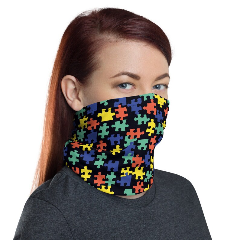 Autism Awareness Neck Gaiter Autism Awareness Face Mask Autism Etsy