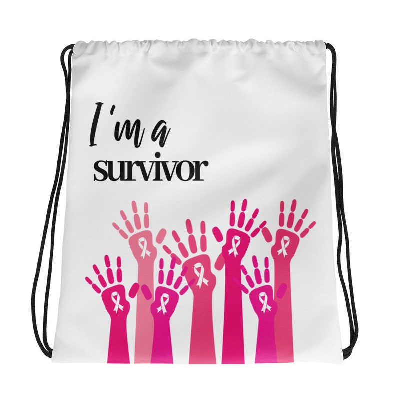 Breast Cancer Survivor Drawstring Bag Awareness Bag Gifts Gift For Mom Cancer Awareness Tote Bag Inspirational Cancer Gift for Survivors