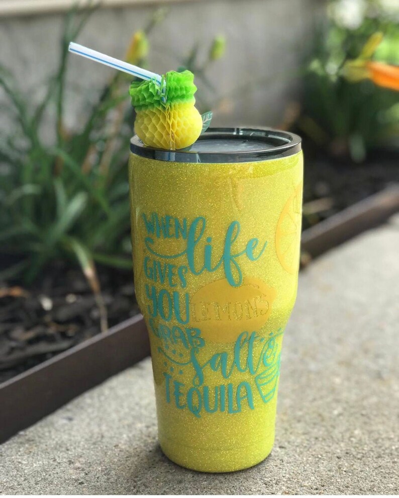 Lemon Tumbler Epoxy Tumbler Glitter Tumbler 30oz. 20oz Etsy