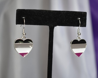 Pendientes de corazón del orgullo asexual