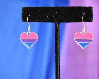 Pendientes de corazón del orgullo bisexual