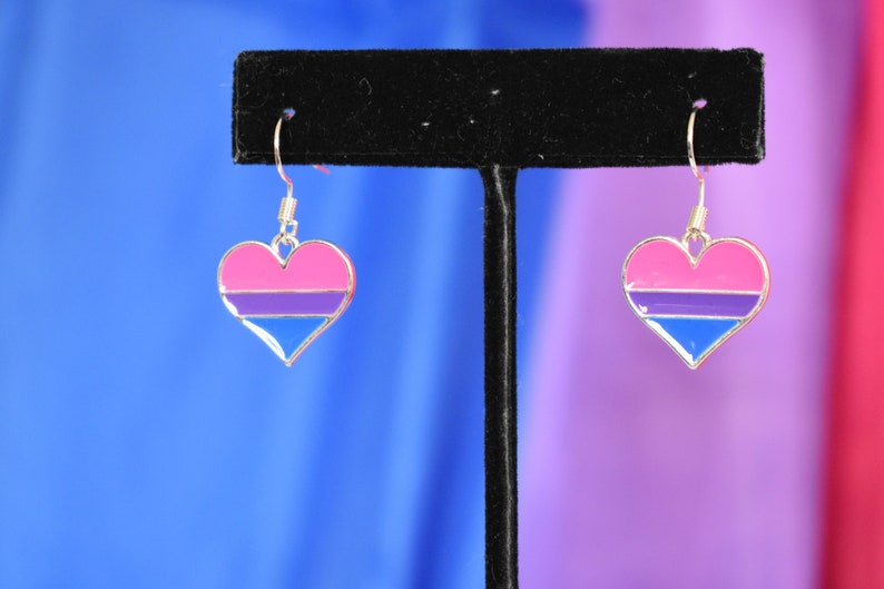 Bisexual Pride Heart Earrings image 1