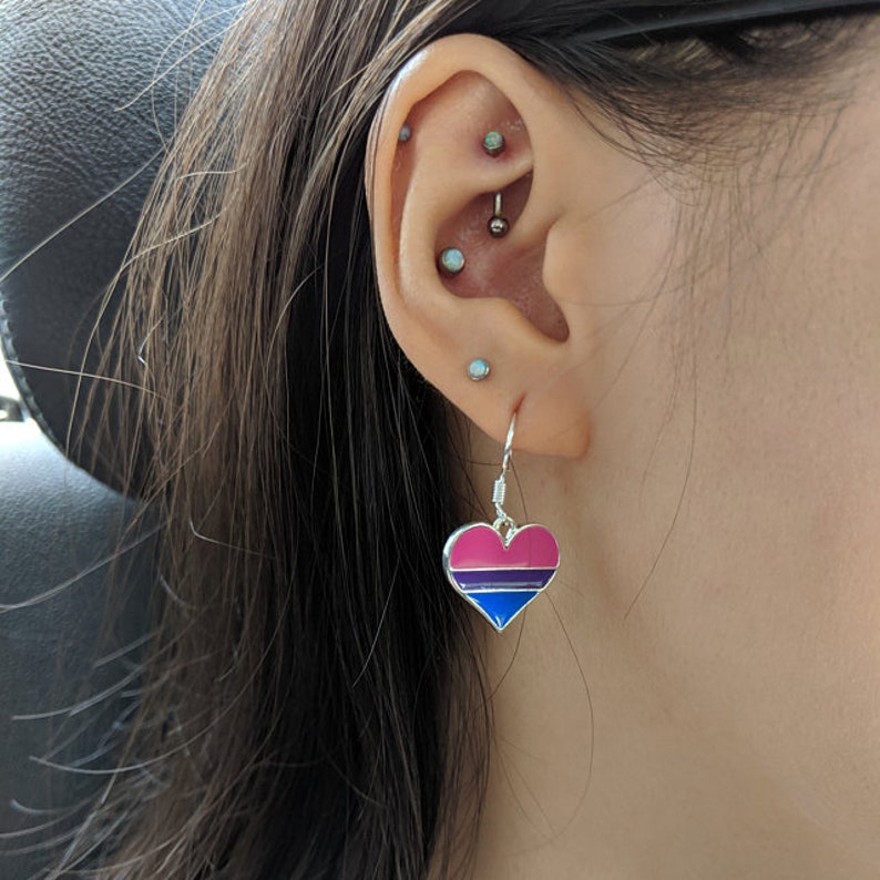 Bisexual Pride Heart Earrings image 4