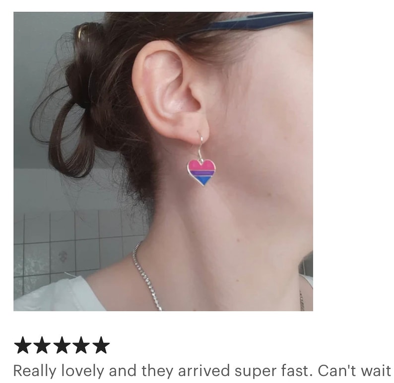 Bisexual Pride Heart Earrings image 6